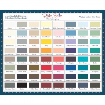 Printed Dixie Belle Mineral Chalkpaint Colour Card